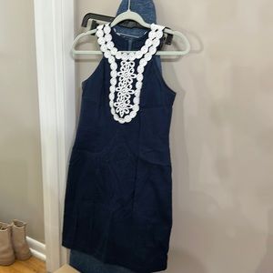 Taylor Blue Dress with White Collar Detail Size 4